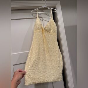 Elegant Yellow Lace Dress